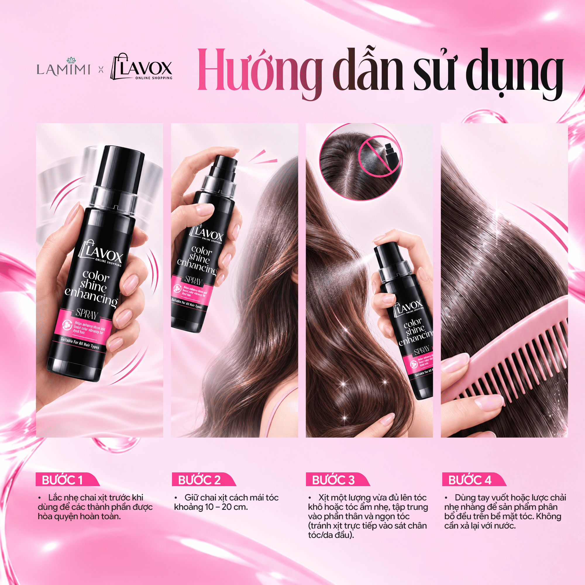 Xịt Dưỡng Bóng Tăng Sắc Màu Tóc Lavox Online Shopping - Chai 100ml