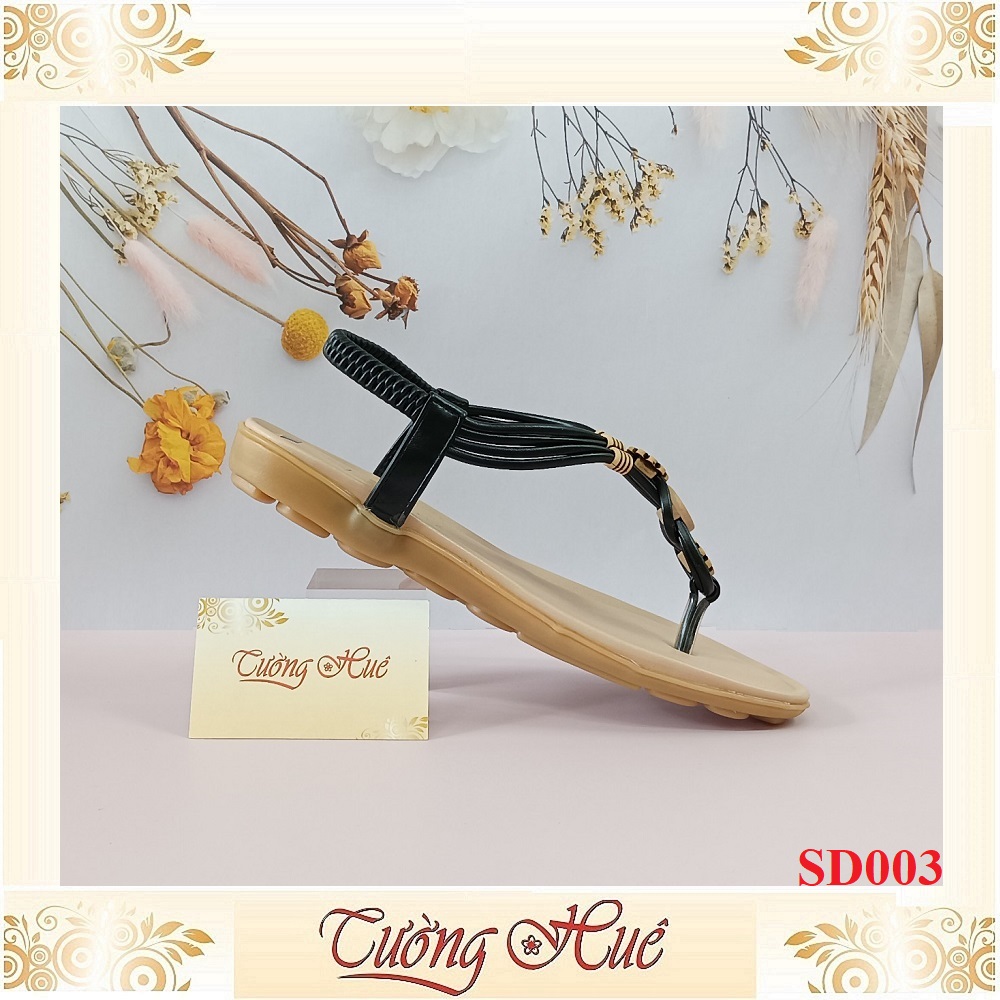 Sandal Nữ Xỏ Ngón Đế Bệt Quai Hình Hoa - SD003