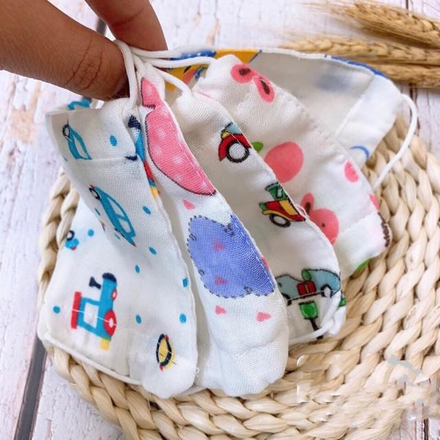 Khẩu trang xô 2 lớp quai chun, khăn xô che miệng cho bé