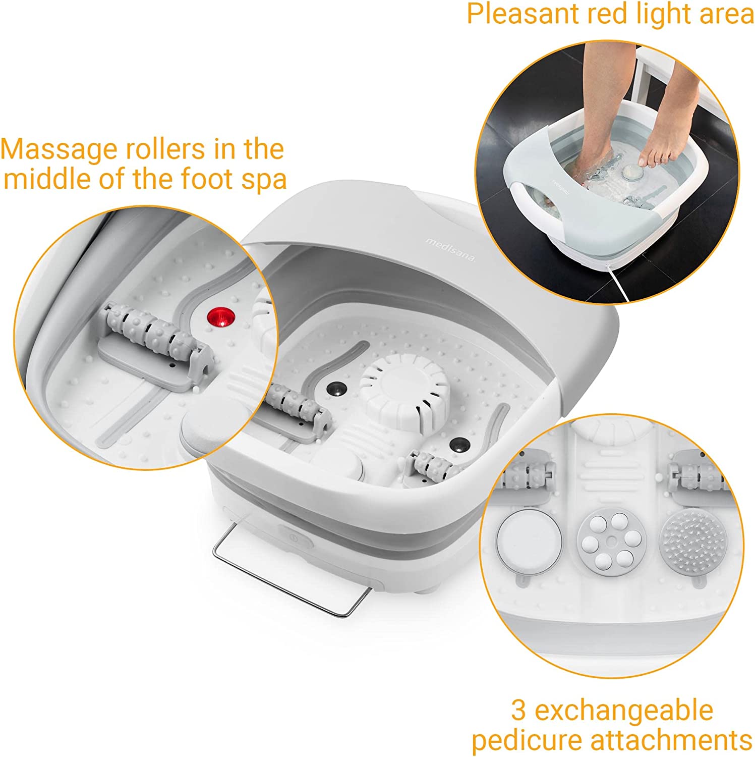 Bồn Ngâm Chân Massage Medisana FS888, Chậu Ngâm Chân Thải Độc Mát Xa Các Huyệt Đạo Bàn Chân, Nhập ĐứcDành Cho Phụ Nữ Mang Thai, Người Cao Tuổi, Người Bị Mất Ngủ