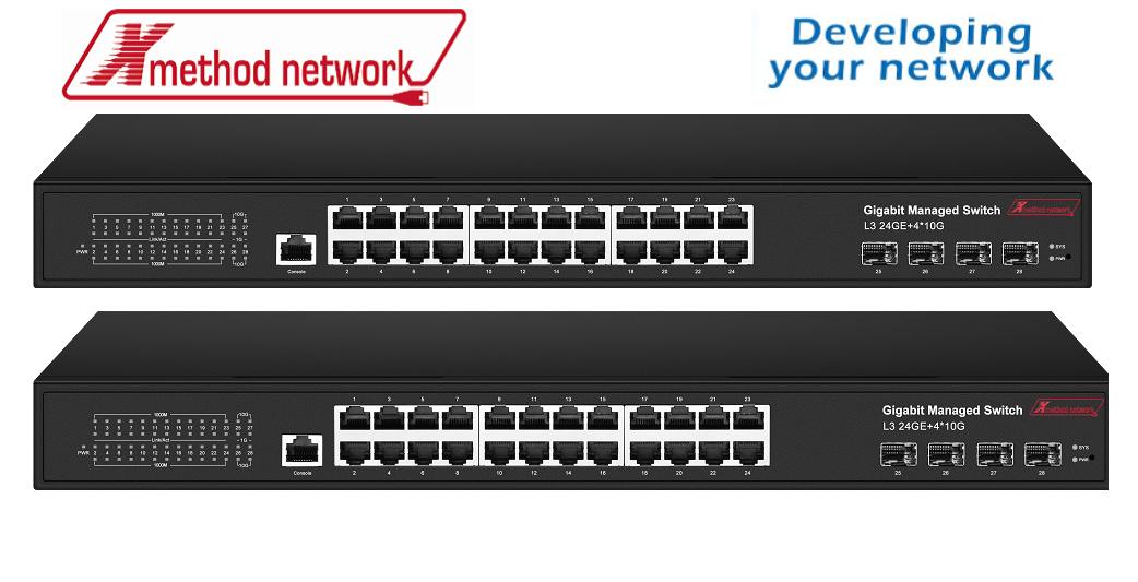 Bộ chuyển mạch 28-port managed Gigabit Ethernet Switch, 24-port PoE, 4 SFP - Xmethod Network - Hàng chính hãng