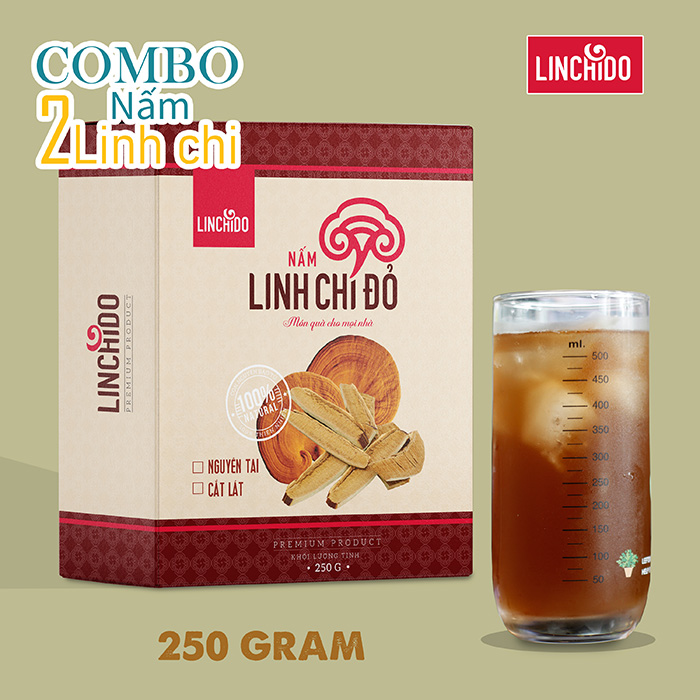 COMBO 2 HỘP NẤM LINH CHI NGUYÊN TAI 250 GRAM