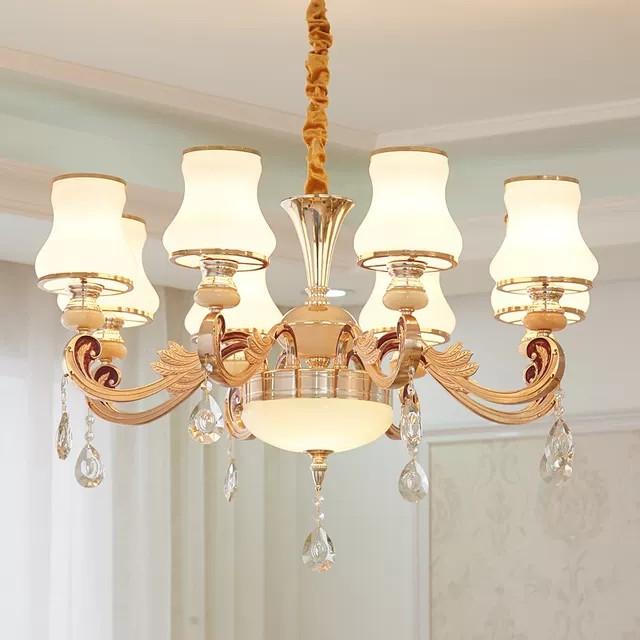Đèn chùm pha lê cao cấp 8 và 15 tay bóng, tặng kèm bóng led