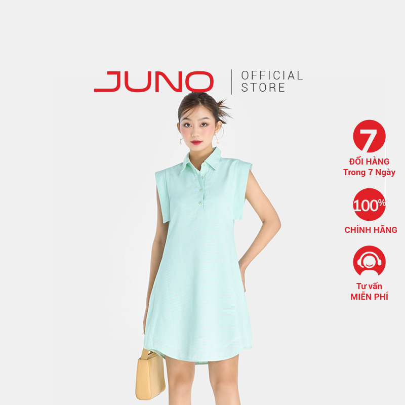 Đầm Mini Nữ Thời Trang JUNO Cổ Sơ Mi Vai Chờm JNDLU046