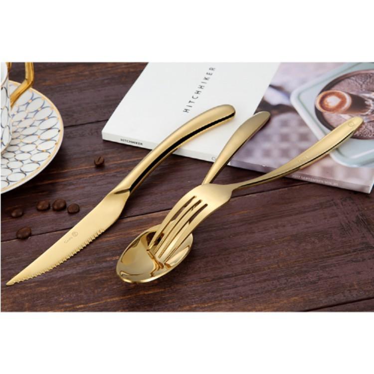 Bộ dao muỗng nĩa inox 304 vàng cao cấp Hàn Quốc Or Costa Ý sản xuất tại Việt nam vệ sinh an toàn