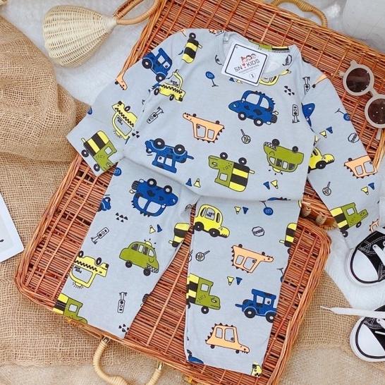 Bộ cotton dài tay bé trai 8-18kg mềm đẹp siêu nhân máy bay