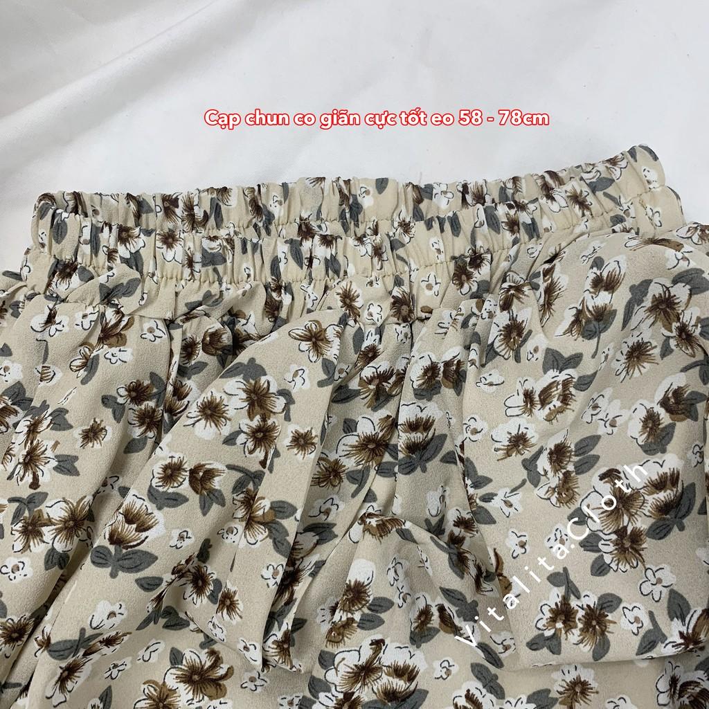 Chân váy hoa nhí Vintage vải voan 2 lớp eo chun dáng dài phong cách Ulzzang Hàn Quốc - MIX đồ cực xinh