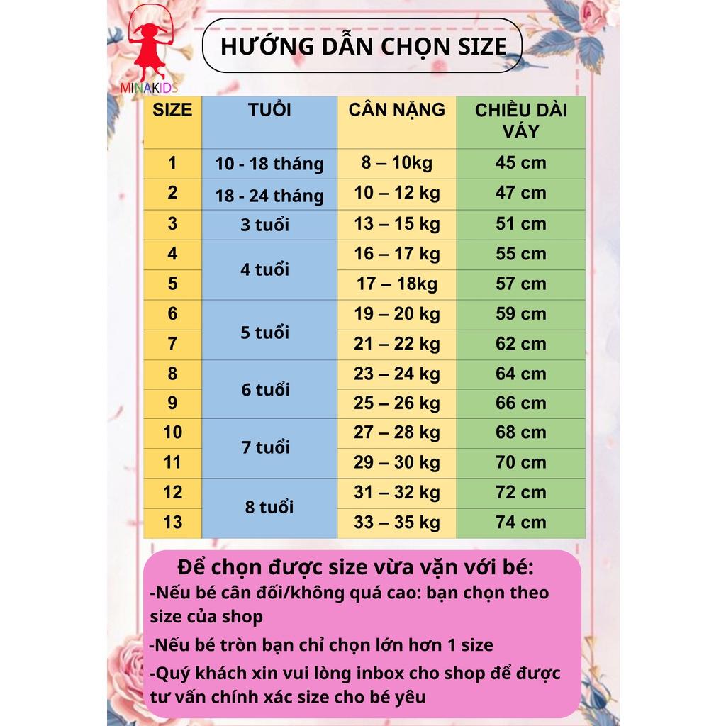 Váy trẻ em, đầm bé gái 2 dây MINAKIDS thiết kế cao cấp 3 màu size từ 0-8 tuổi