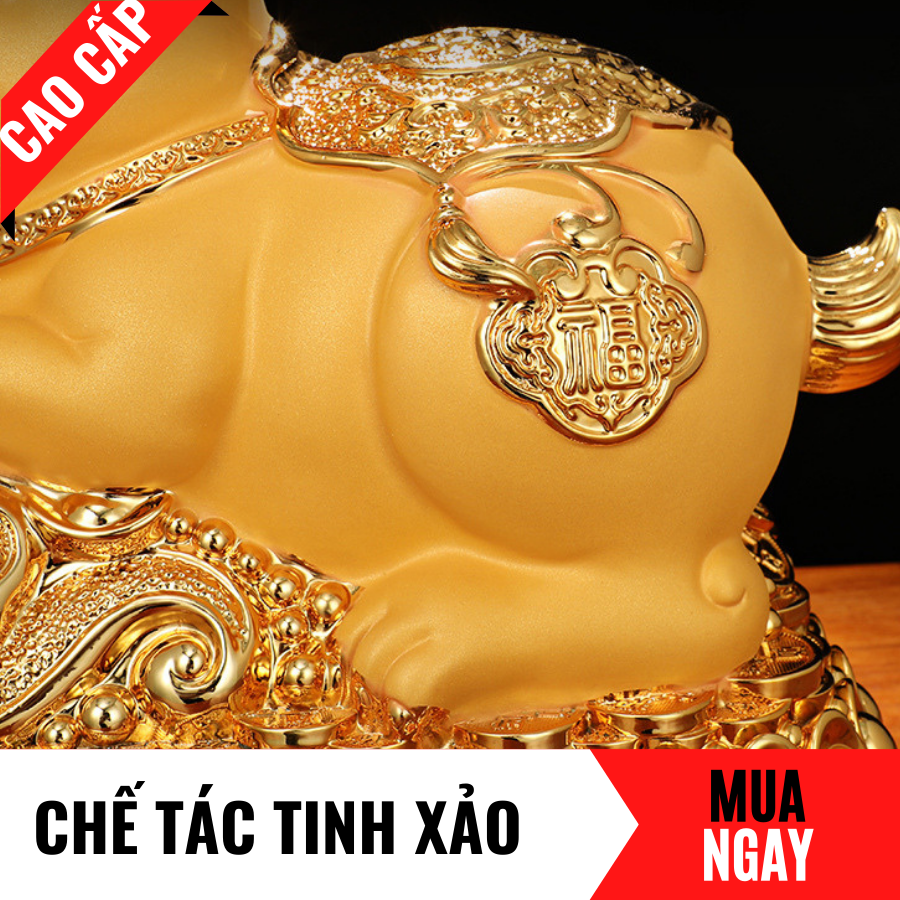Tượng Thỏ Trang Trí Đựng Tiền Bằng Vàng Cát Mỹ Nghệ Cao 30cm