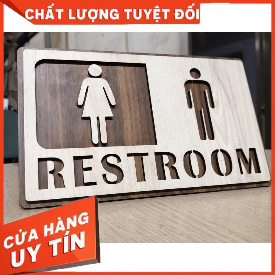 Bảng toilet gỗ dán tường - Bảng biển chỉ dẫn khu vực toilet/restroom/WC