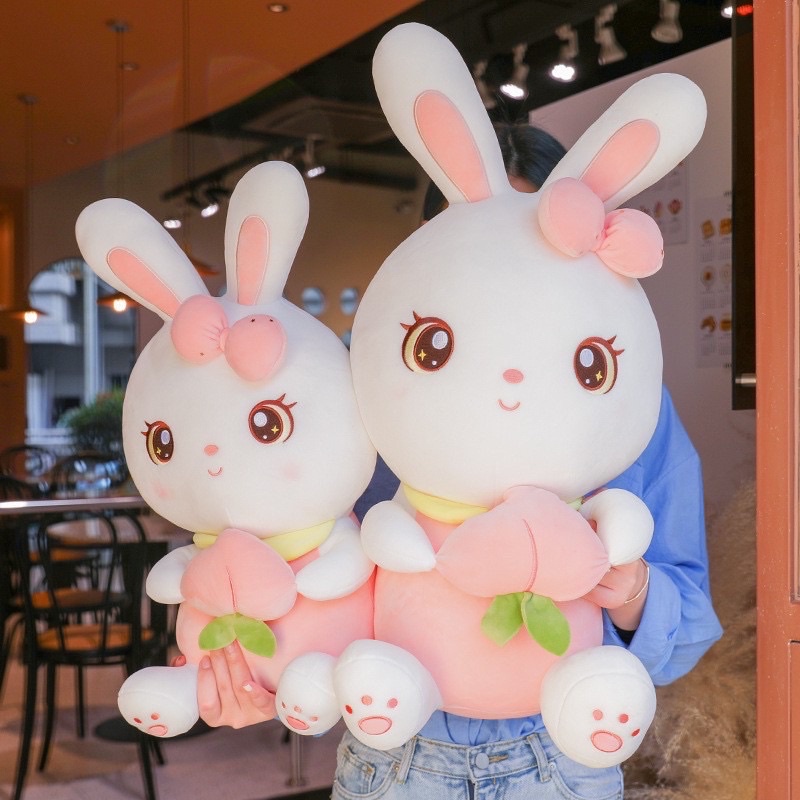 Gấu bông thỏ ôm trái đào size 40cm cao cấp mềm mịn
