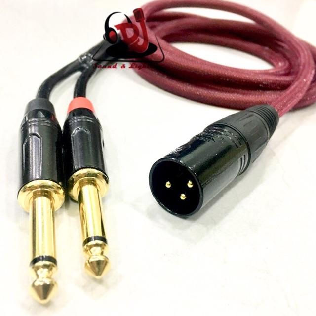 Dây Jack chia XLR đực ra 2 đầu Jack 6 ly thẳng dài 2m