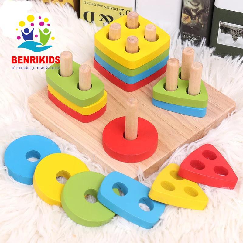 HÀNG MỚI VỀ Bảng Chuỗi Thả Hình Shape String Bằng Gỗ Cho Bé Học Hình Khối, Màu Sắc