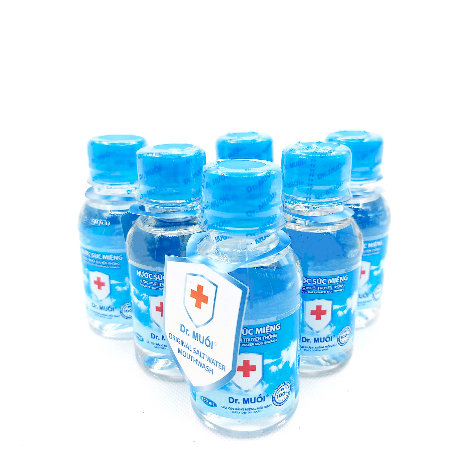 Combo 6 chai Nước súc miệng Dr. Muối truyền thống (100ml)-Ngừa viêm họng, sâu răng, loại vi khuẩn, trắng răng, hết hôi miệng