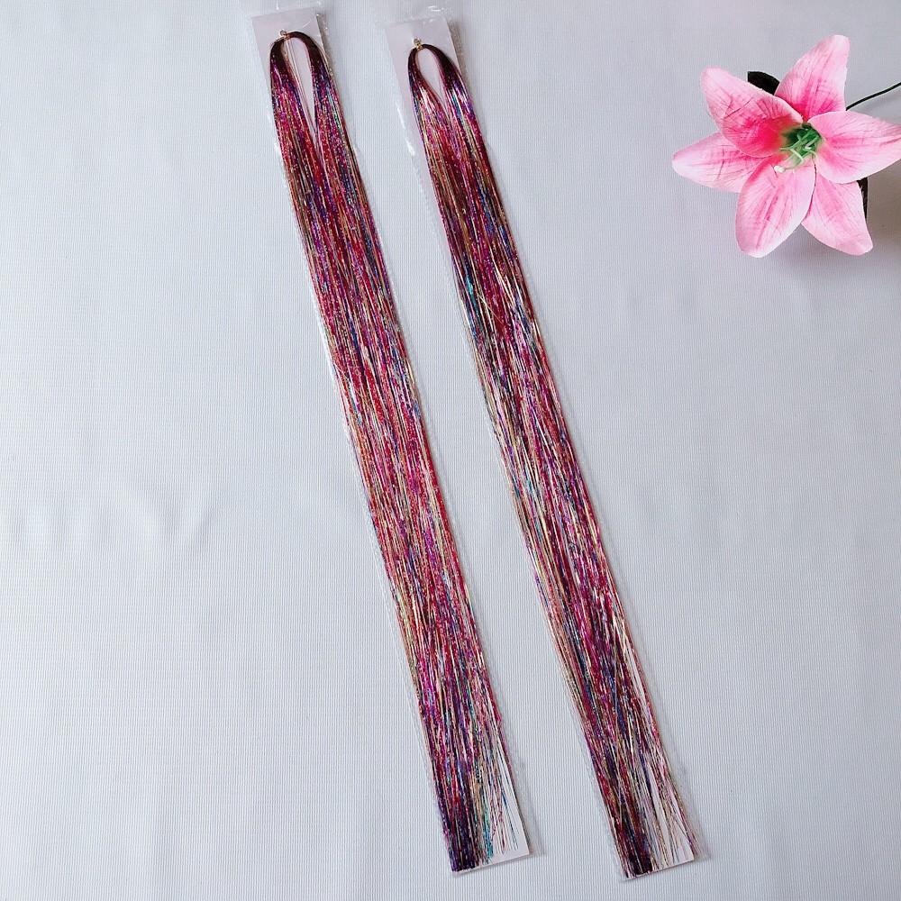 Line tóc cột kim tuyến màu sắc- mua 5 tặng 1 đồng size, mỗi tóc dài 120 cm