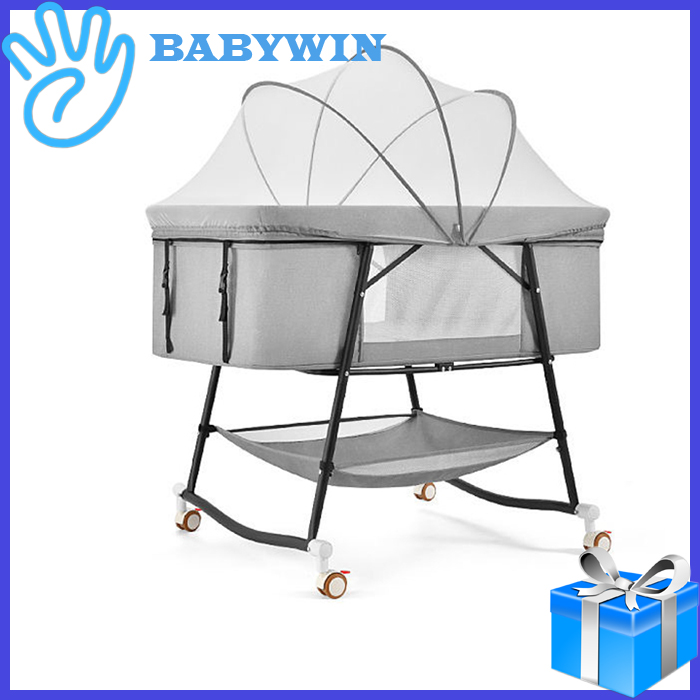 Giường cũi Võng BABYWIN 426 Gấp gọn có màn tránh côn trùng có khoá bánh xe