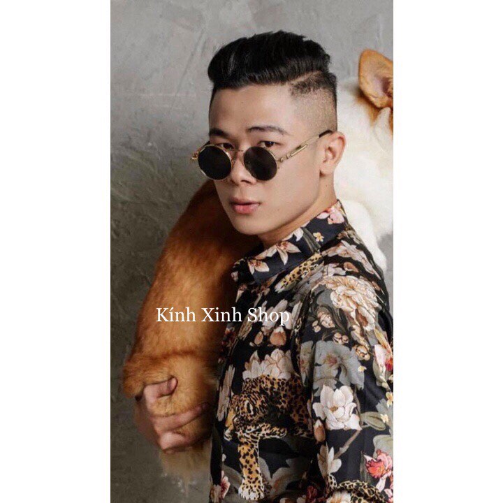 Kính râm/Kính mát Nam nữ dáng tròn kim loại thời trang + Tặng kèm phụ kiện cao cấp
