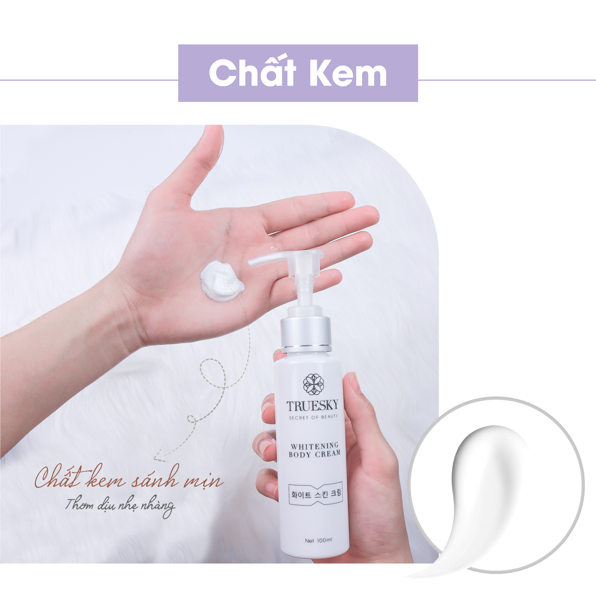 Bộ sản phẩm Truesky VIP14 gồm 1 kem ủ trắng toàn thân 100ml &amp; 1 kem dưỡng trắng lavender 100ml &amp; 1 tẩy tế bào chết 100ml