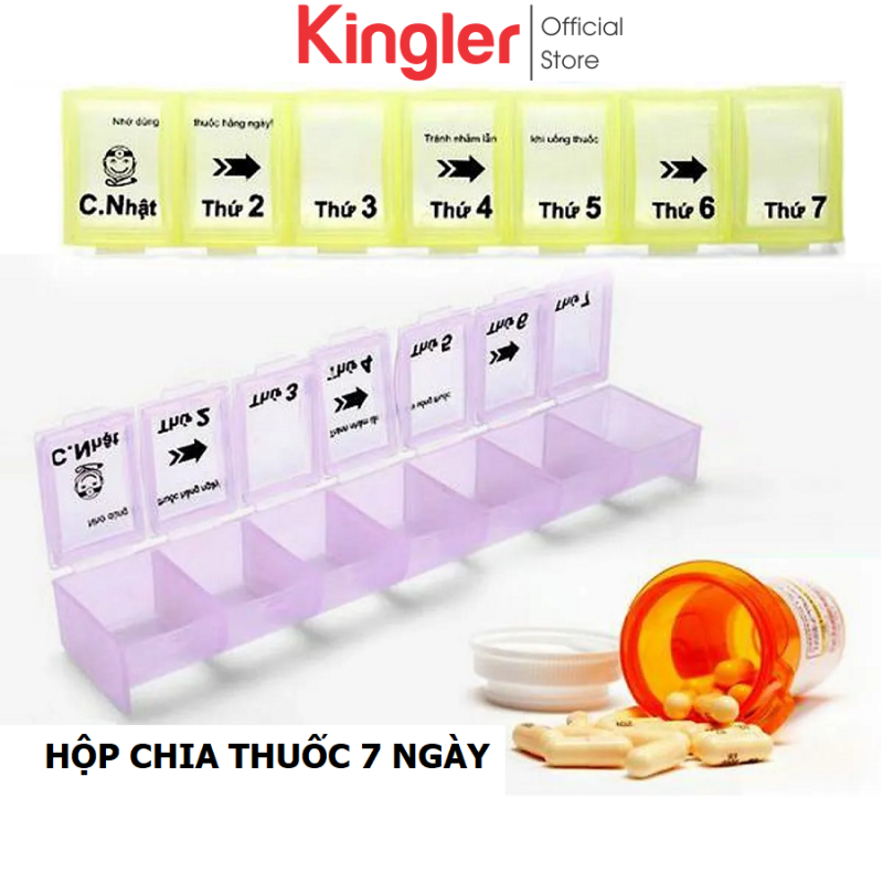 Hộp Nhựa Chia Thuốc Chia 7 Ngày Nhiều Màu, Hộp Đựng Thuốc Cá Nhân Tiện Dụng Khi Mang Đi Du Lịch, Đi Làm - Kingler 7124