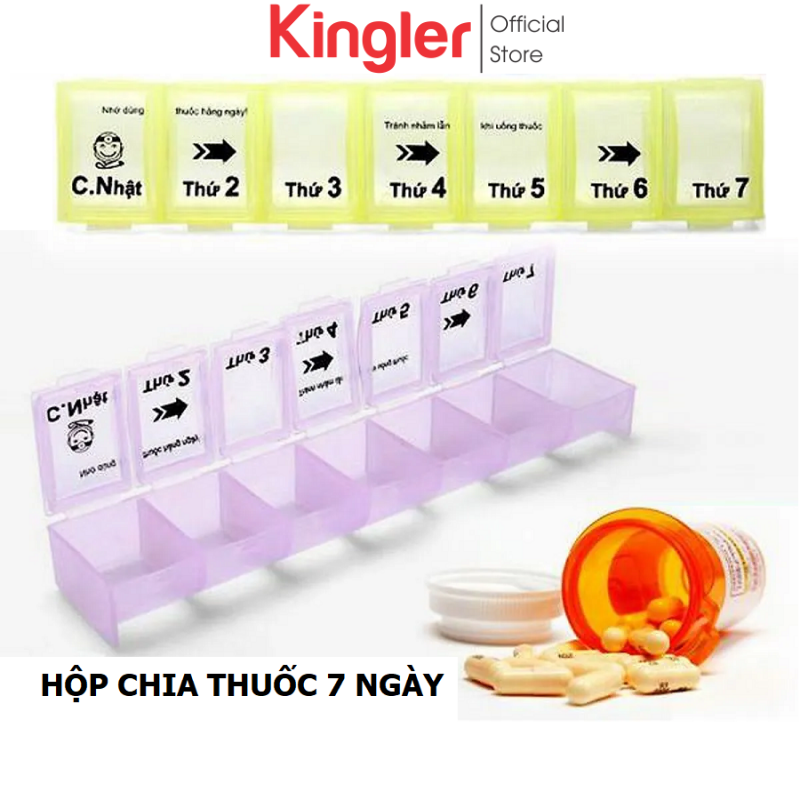 Hộp Nhựa Chia Thuốc Chia 7 Ngày Nhiều Màu, Hộp Đựng Thuốc Cá Nhân Mang Đi Du Lịch, Đi Làm - Kingler 7124