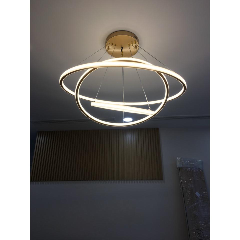 Đèn Decor Thả Trần 3 Vòng To Trang Trí Phòng Khách,Bếp Ăn,Phòng Ngủ Cao Cấp,Có Đèn Led 3 Màu Ánh Sáng,G4