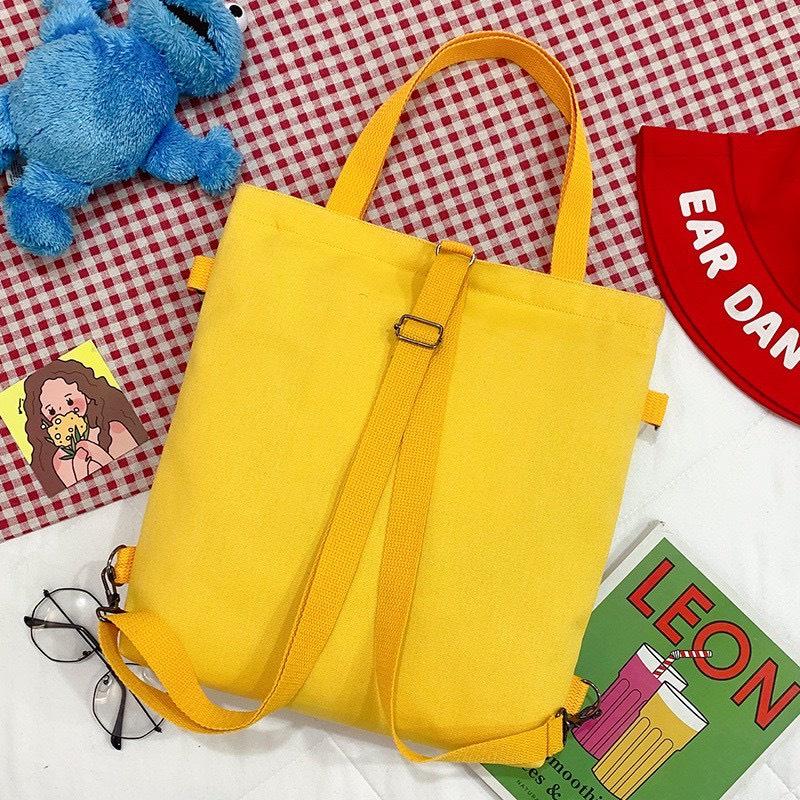 Túi đeo chéo SAM CLO bag canvas thời trang Hàn Quốc ULZZANG kèm phụ kiện, đựng sách, đi chơi, đi học GẤU BÔNG MỘT KHÓA