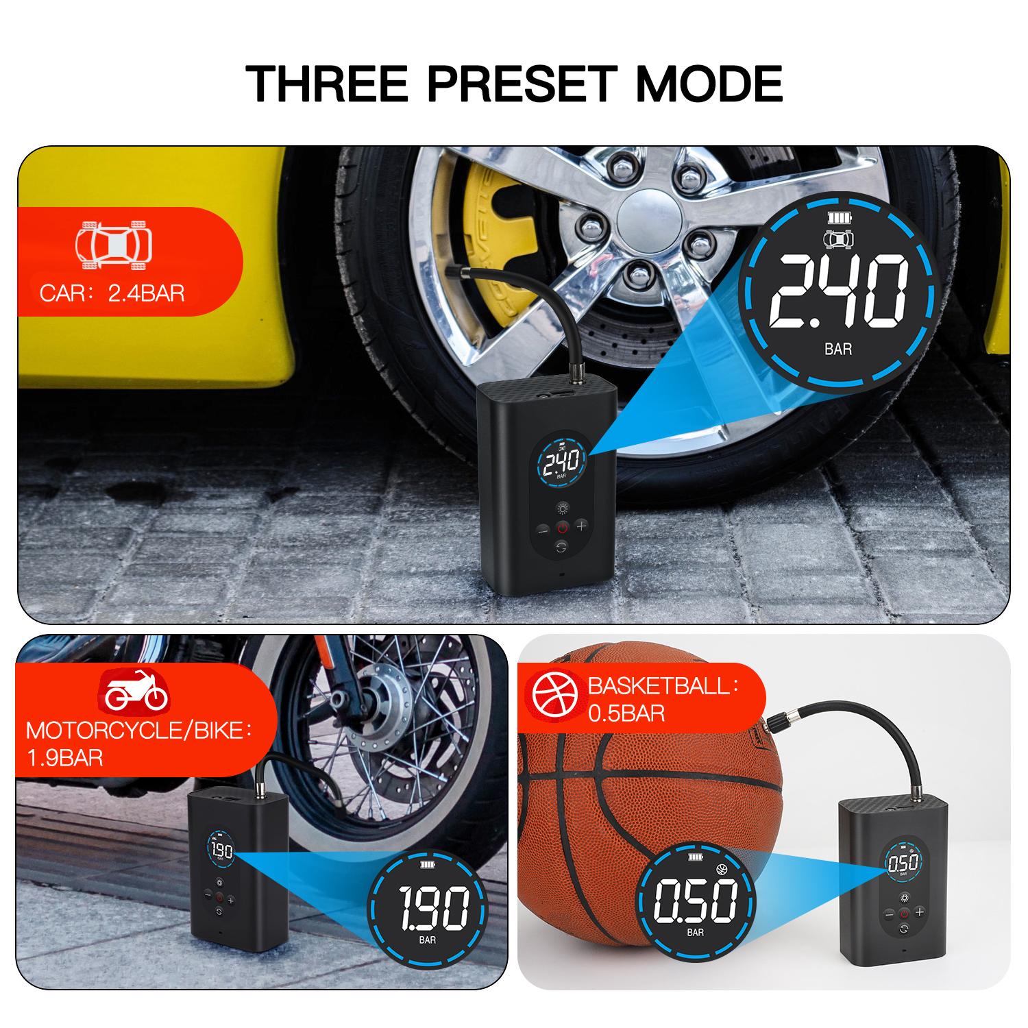 3 in 1 Car Air Compressor Wireless Tire Inflator Portable Auto Pump Digital Tire Pump 150PSI Air Inflator with LED Light