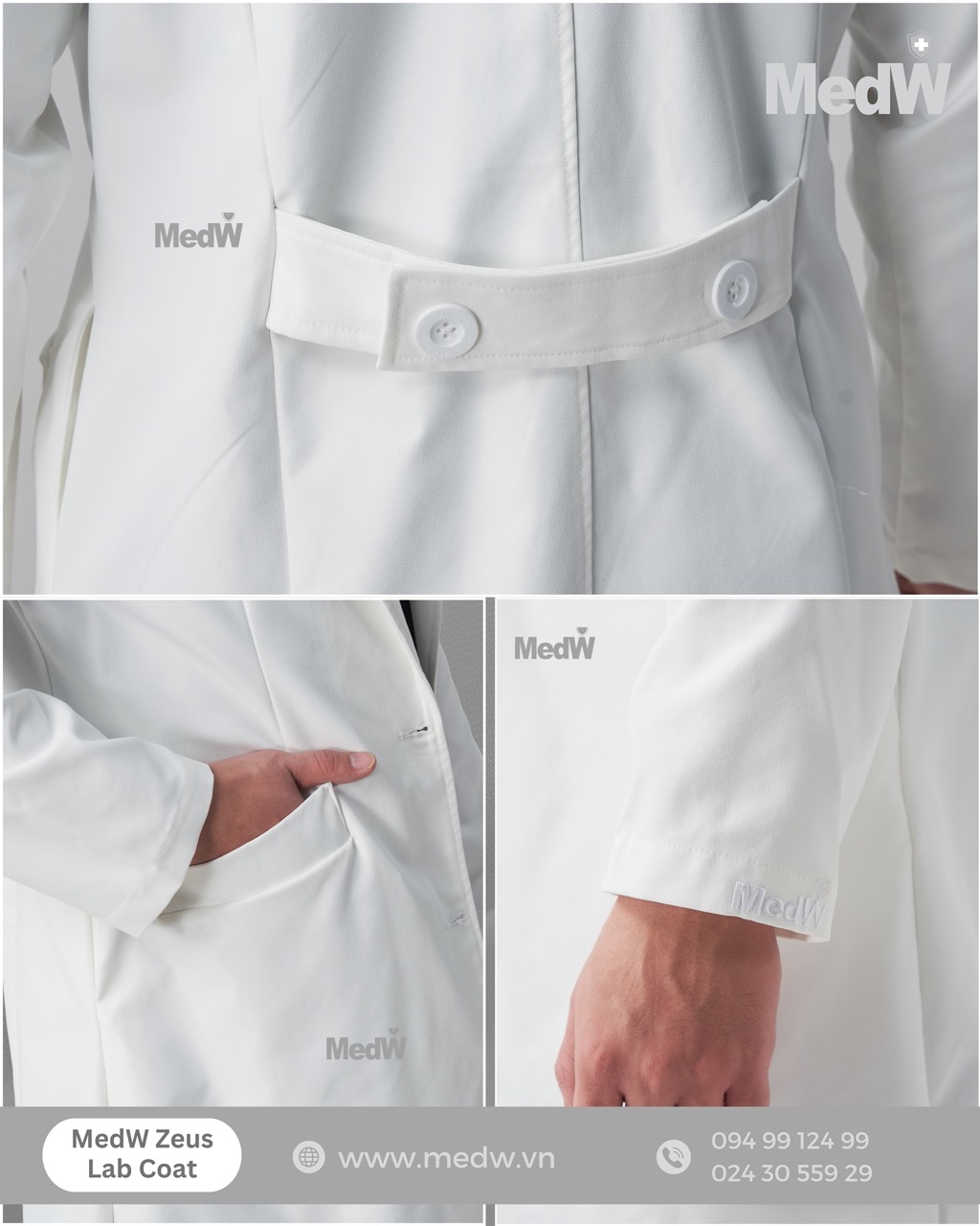 MedW Zeus Lab Coat (Nam) Áo Blouses Bác sĩ Thẩm Mỹ, Bác Sĩ Nha Khoa, Da Liễu Chuyên Gia Dinh Dưỡng, Trang Phục Y Tế Phòng Khám, Bệnh Viện Thiết Kế Pháp Trang Trọng Thẩm Mỹ Vật Liệu Chuyên Biệt Y Tế Nhật Nhập Khẩu Không Bám Dính, Chống Thấm