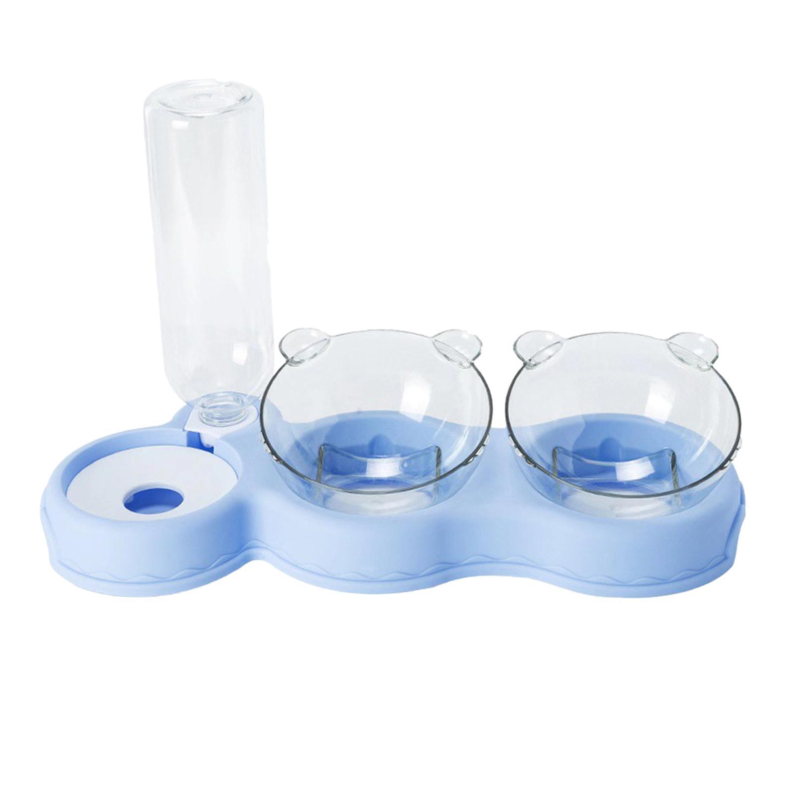 Double Bowl  Feeder Auto Removable for Pet Watering Bowl Dispenser Blue