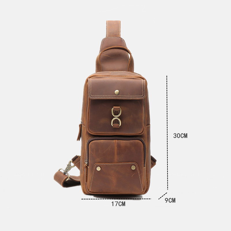 Túi sling bag đeo trước ngực da bò sáp Gento 050