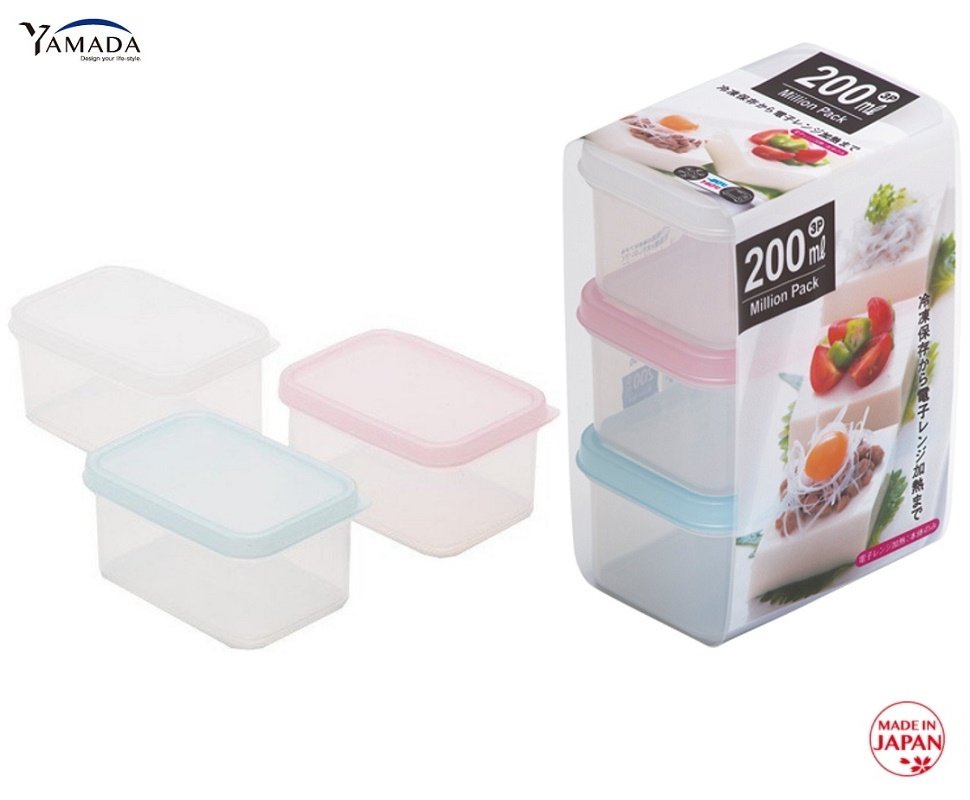 Set 03 chiếc hộp thực phẩm Million Pack, thương hiệu Yamada thân bằng nhựa PP cao cấp - nội địa Nhật Bản