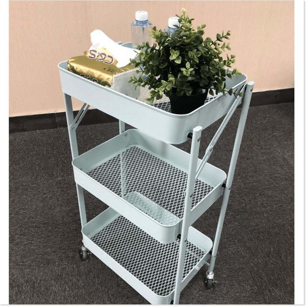 Kệ Nhà Bếp Gấp Gọn 3 Tầng Có Bánh Xe