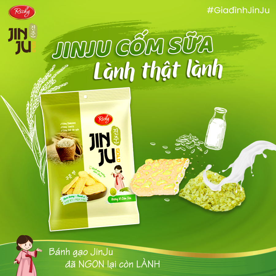 Bánh Gạo Nướng Hàn Quốc JinJu Vị Cốm Sữa 134,4g