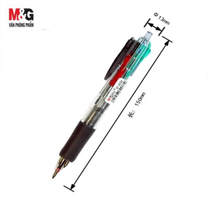 Bút bi 4 ngòi M&amp;G ABP80371 ngòi 0.7 mm-ngòi màu xanh dương, xanh lá, đỏ, đen