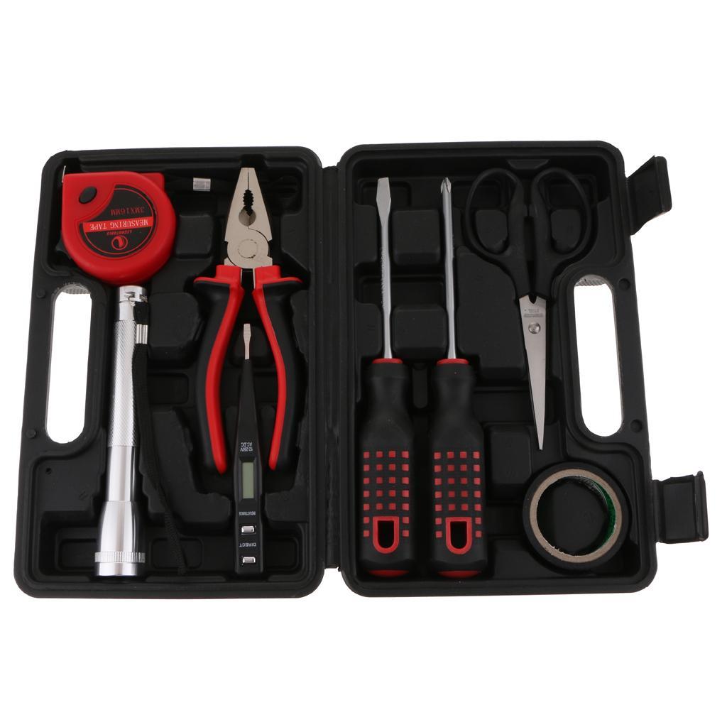 8 Piece Tool Set-General Household Hand Tool Kit, Auto Repair Tool Set, with Plastic Toolbox Storage Case