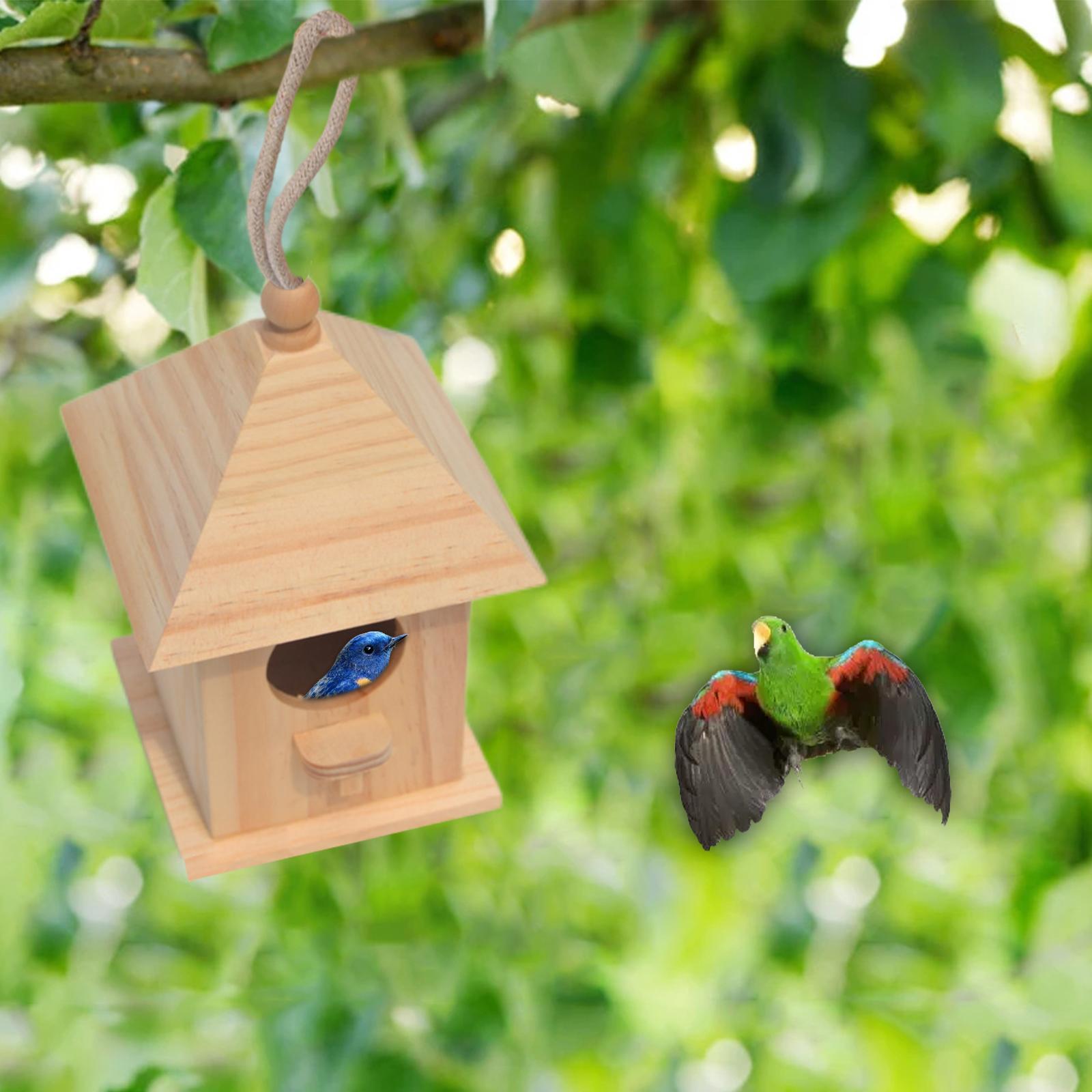 Wooden Birdhouse DIY Arts Crafts Natural Doodle Birdcage for Garden Outside