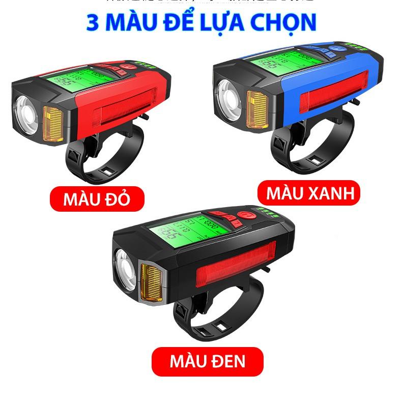 (3 IN 1) Đèn xe đạp siêu sáng đa năng có Đồng hồ đo tốc độ và Còi cao cấp