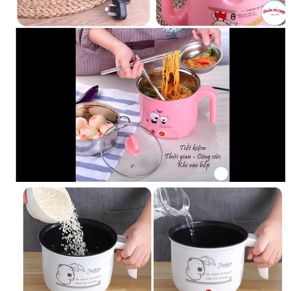 Nồi điện nấu mì luộc trứng cực nhanh - Ca nấu mì siêu tốc, nồi lẩu điện mini đa năng kèm vĩ hấp - Yumeshop94