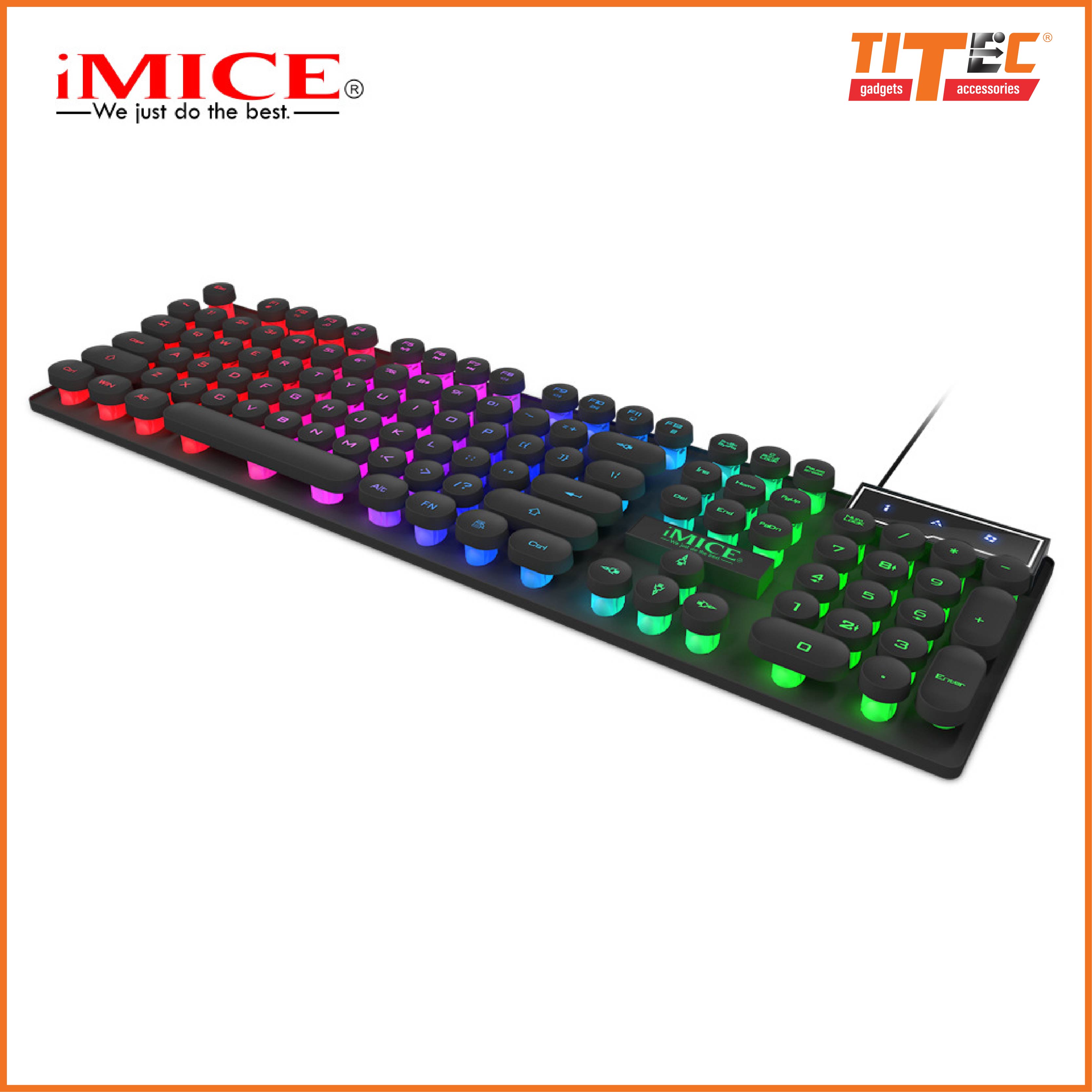 Bàn phím chơi game có dây IMICE AK800 104 nút bấm, đèn RGB đa màu, dây dài 1m - hàng chính hãng