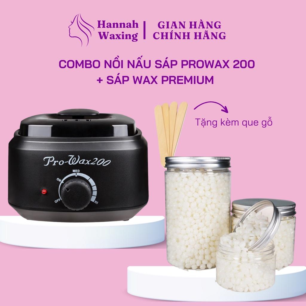 [CHE TÊN] Combo 100gr Sáp Sữa Dừa Premium + Nồi Nấu Sáp Wax Lông ProWax200 HANNAH WAXING Tặng Que