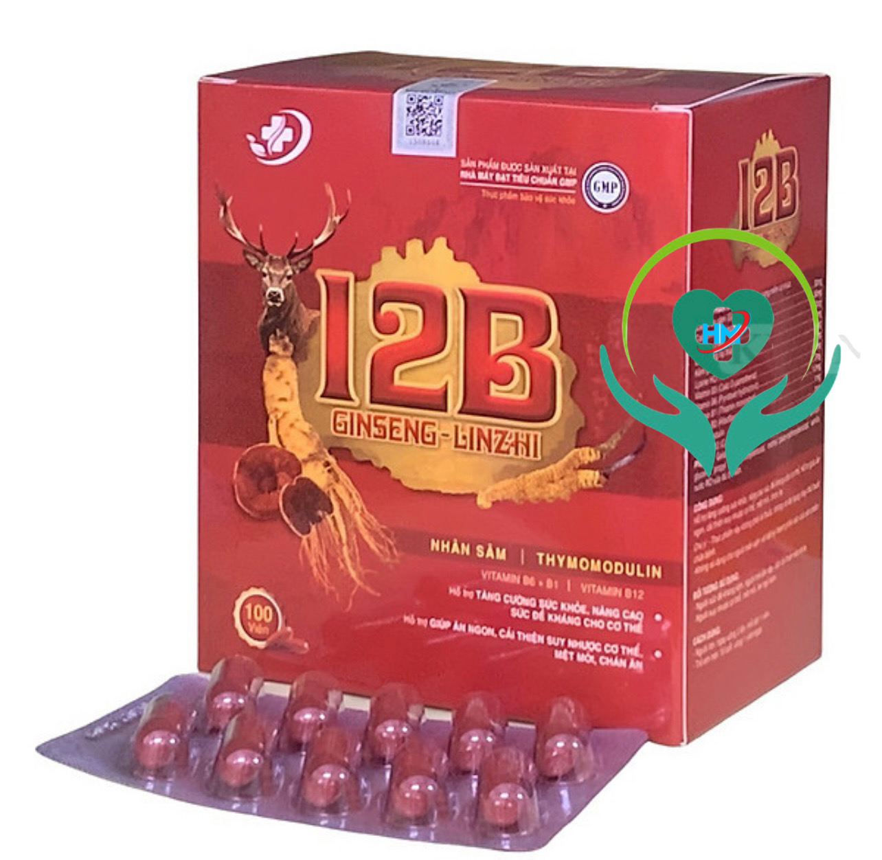 Vitamin 12B Ginseng - Lingzhi Vinaphar - Hộp 100 viên nang mềm- Hỗ trợ tăng cường sức khỏe, nâng cao sức đề kháng.