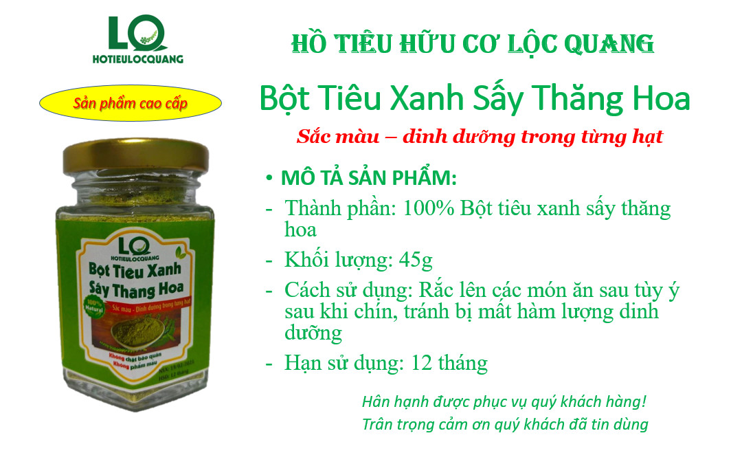 Bột tiêu xanh sấy thăng hoa