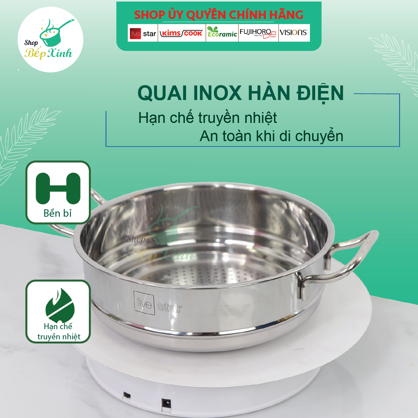 Xửng Hấp Fivestar - Bạc (Tặng 10 Muỗng Ăn Inox)