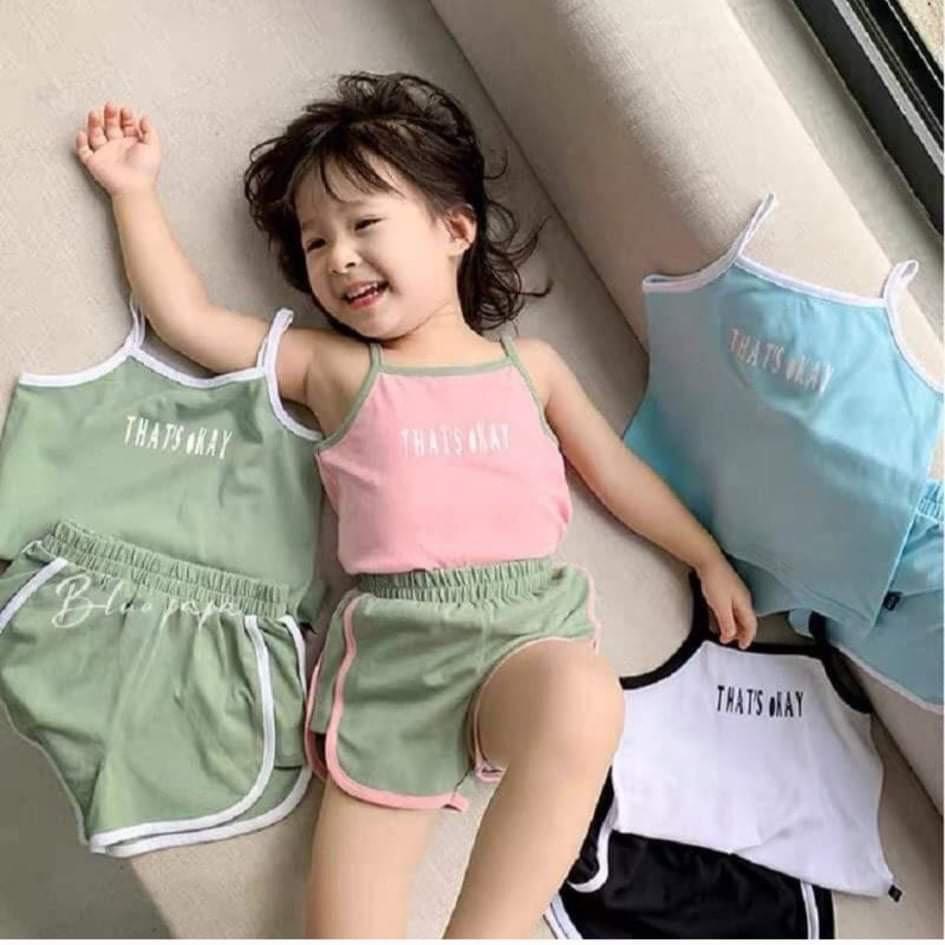 Đồ Bộ Bé Gái 2 Dây Chất Cotton