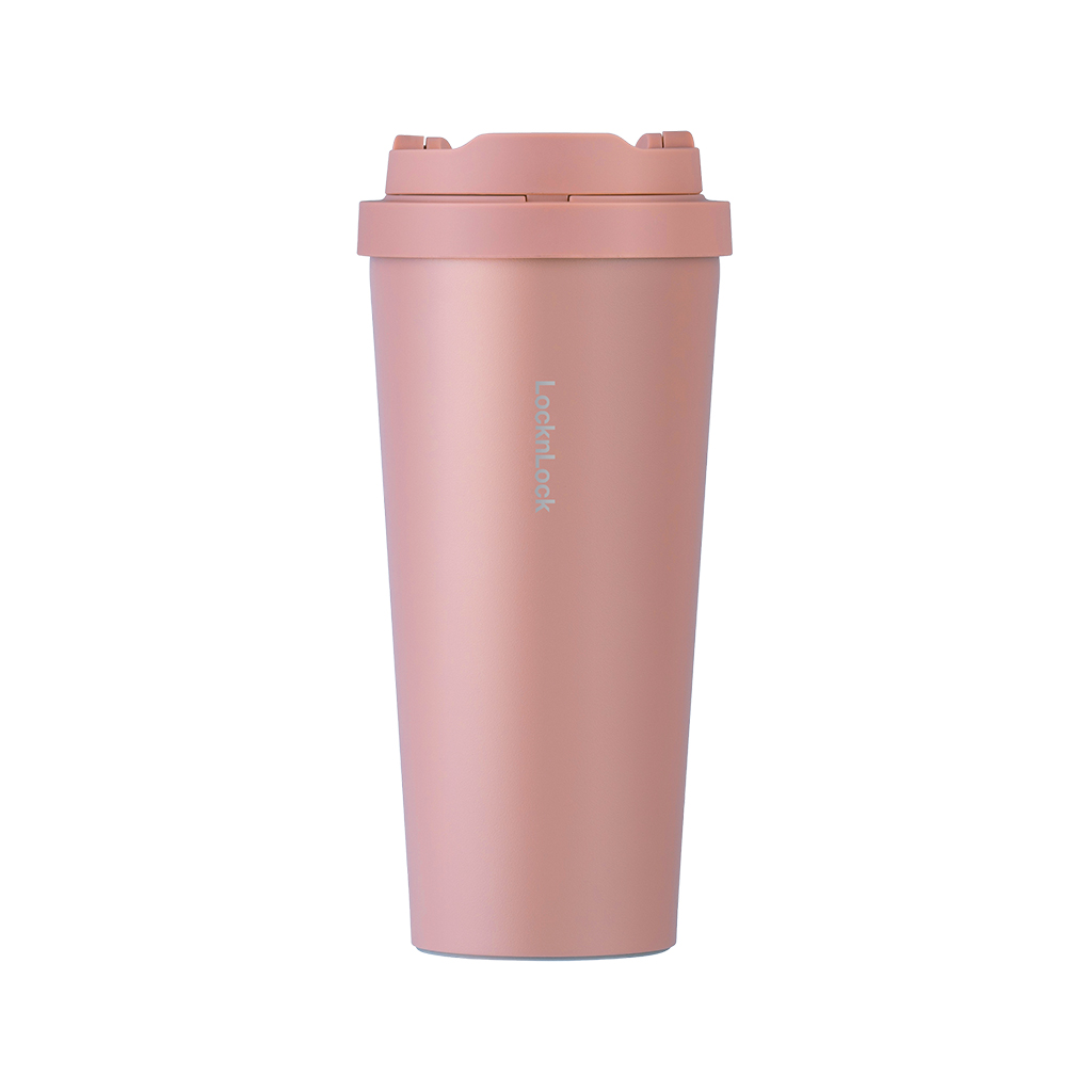 Ly giữ nhiệt LocknLock 550ml màu hồng LHC3249PIK - Hàng chính hãng, mở nắp một chạm, chất liệu thép không gỉ miệng ly rộng - JoyMall