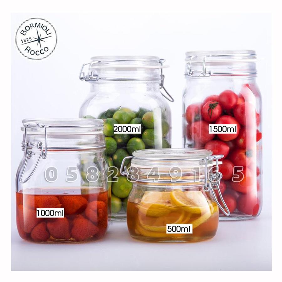 ITALY Hũ thủy tinh làm kombucha, ngâm rượ u nắp cài kín hơi FIDO - Bormioli Rocco - CÁC SIZE