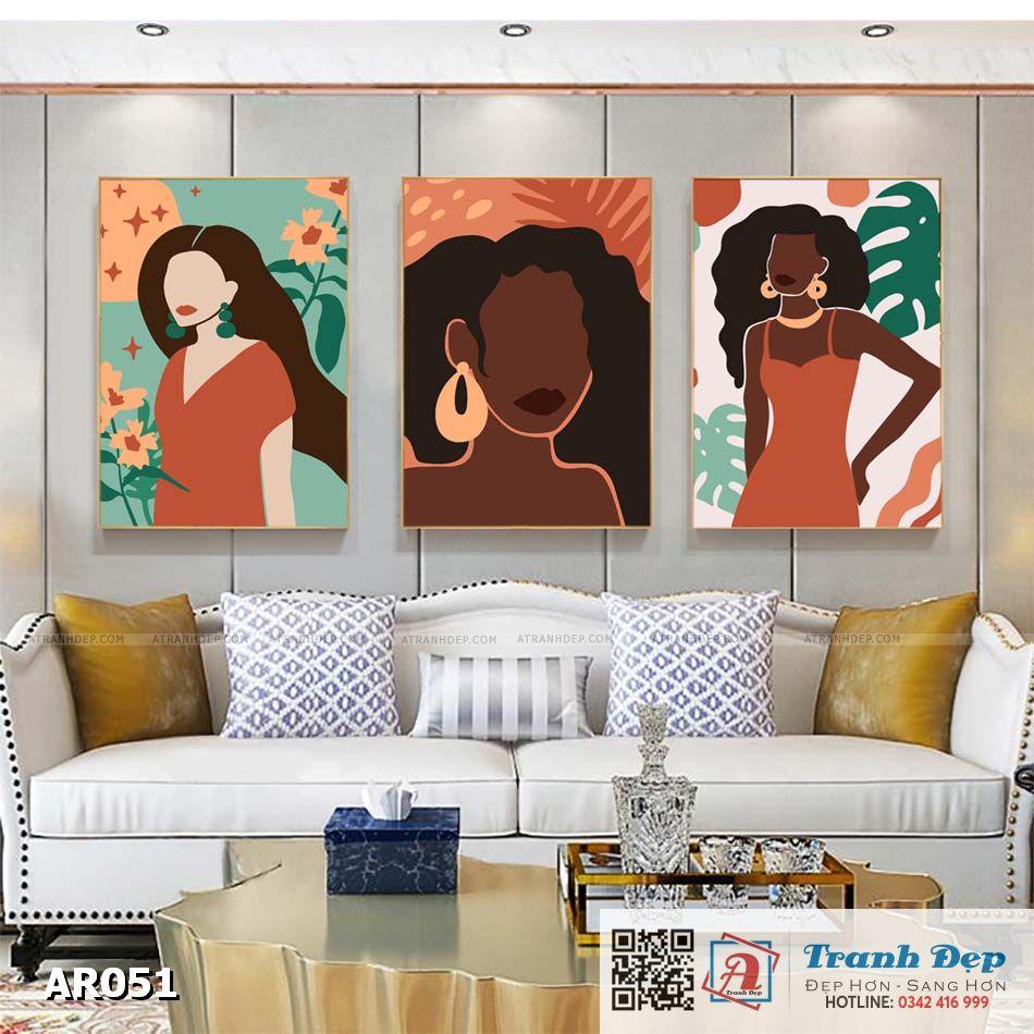 Bộ 3 tranh canvas decor phong cách minimalist, trừu tượng hiện đại - AR051