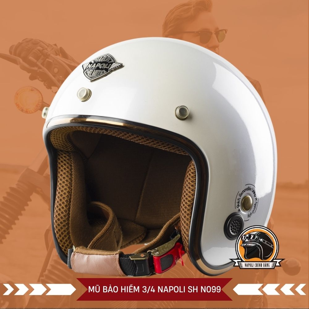 Mũ Bảo Hiểm 3/4 Napoli [CHÍNH HÃNG][FREESHIP] - Nón Bảo Hiểm Napoli SH N099 - Đủ Màu - Viền Đồng