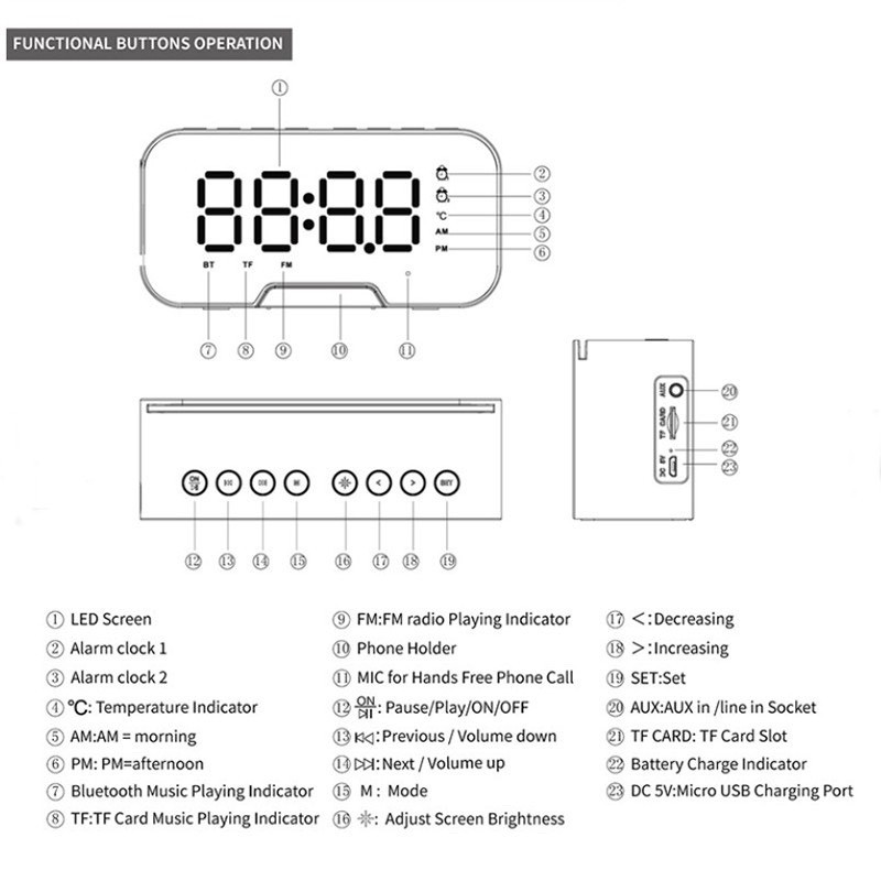 Loa bluetooth kiêm đồng hồ báo thức G10 màn hình tráng gương, màn hình kĩ thuật số, hiển thị đèn led nghe nhạc hay, hỗ trợ, USB, thẻ nhớ, đài fm radio, nhiều màu sắc - Hàng chính hãng