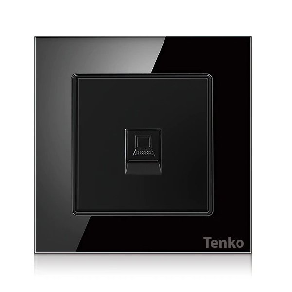 Ổ Cắm LAN Mặt Kính Cường Lực Âm Tường Cao Cấp Chính Hãng Tenko TK-F71-D-50 Màu Đen / Trắng